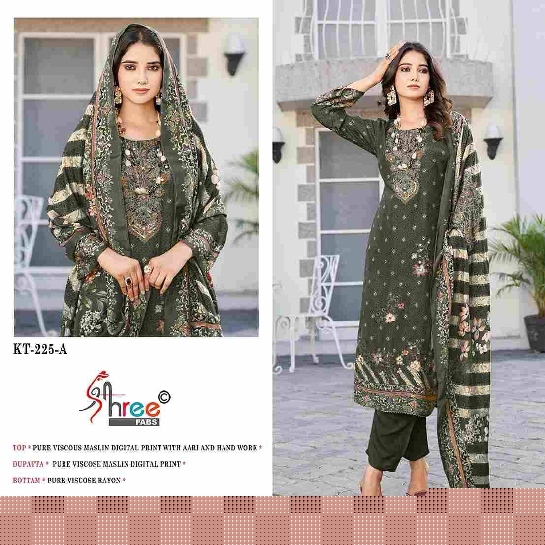 Shree Fabs Hit Design KT-225 Colours By Shree Fabs KT-225 To KT-225-B Series Designer Pakistani Suits Beautiful Fancy Stylish Colorful Party Wear & Occasional Wear Pure Viscose Muslin Embroidery Dresses At Wholesale Price