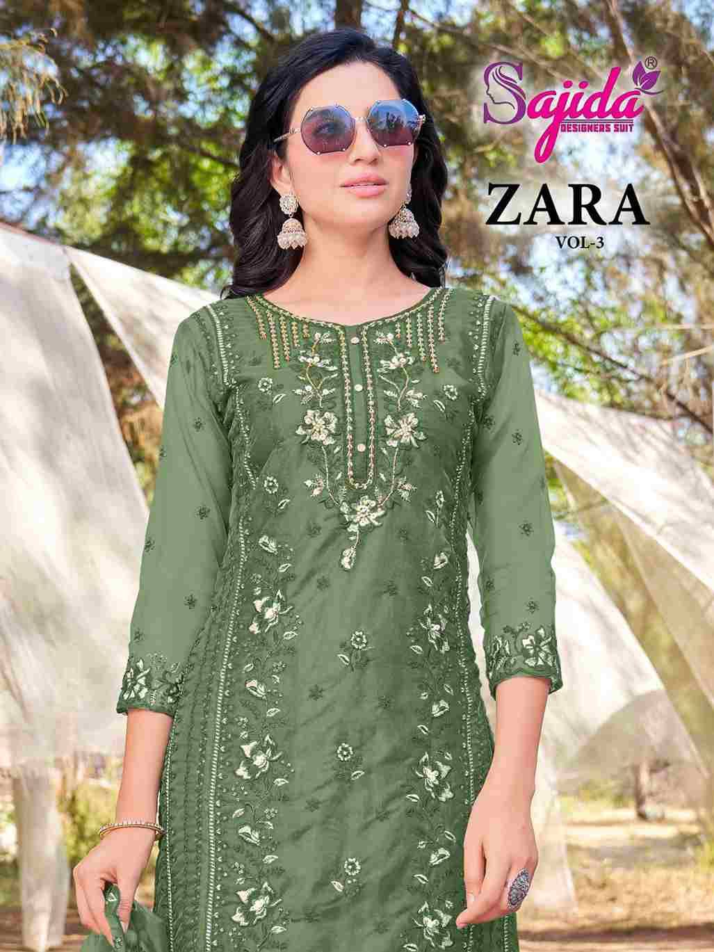Zara Vol-3 By Sajida Designer Suits 1042-A To 1042-D Series Beautiful Pakistani Suits Colorful Stylish Fancy Casual Wear & Ethnic Wear Heavy Organza Embroidered Dresses At Wholesale Price