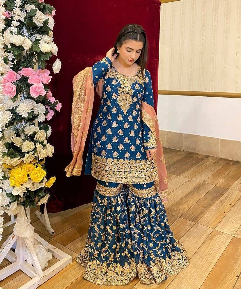 Zs-10090 By Fashid Wholesale Sharara Beautiful Suits Stylish Fancy Colorful Party Wear & Occasional Wear Faux Georgette Dresses At Wholesale Price