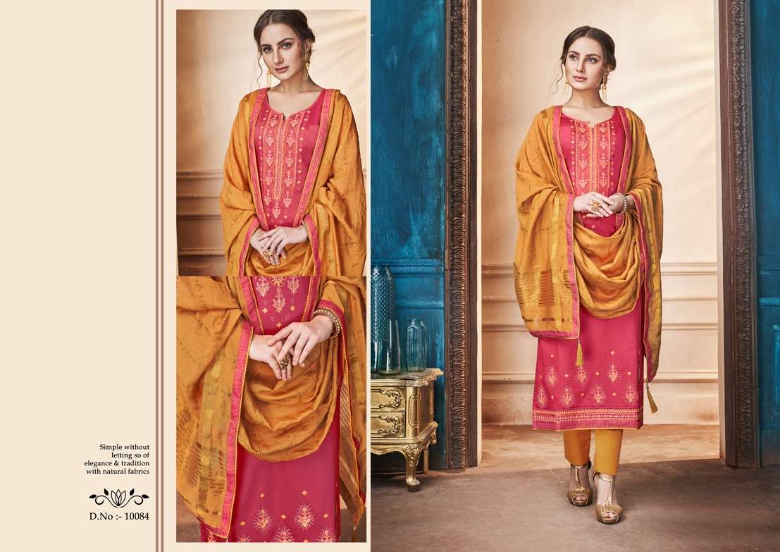 ZANZAR BY RAMAIYA 10081 TO 10088 SERIES DESIGNER FESTIVE COLLECTION SUITS BEAUTIFUL STYLISH FANCY COLORFUL PARTY WEAR & OCCASIONAL WEAR JAM SILK WITH EMBROIDERED DRESSES AT WHOLESALE PRICE