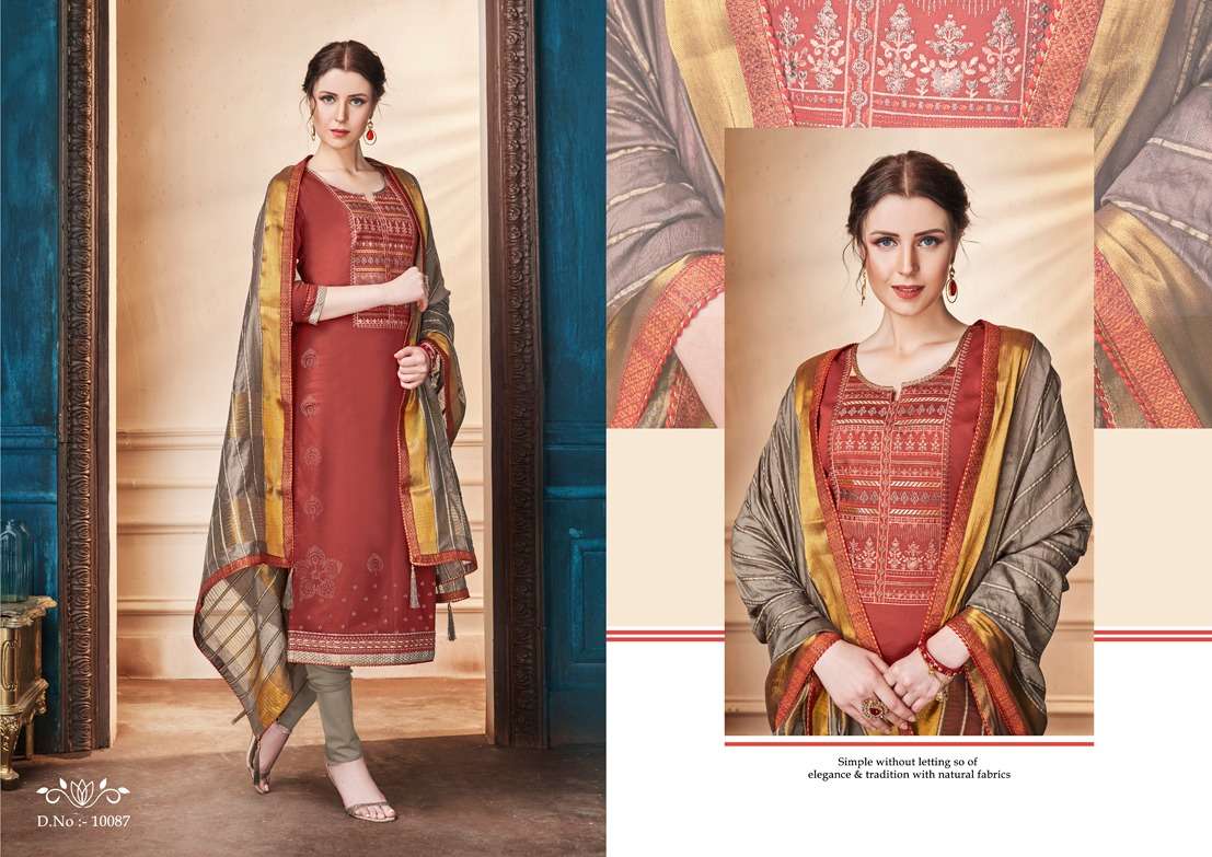 ZANZAR BY RAMAIYA 10081 TO 10088 SERIES DESIGNER FESTIVE COLLECTION SUITS BEAUTIFUL STYLISH FANCY COLORFUL PARTY WEAR & OCCASIONAL WEAR JAM SILK WITH EMBROIDERED DRESSES AT WHOLESALE PRICE