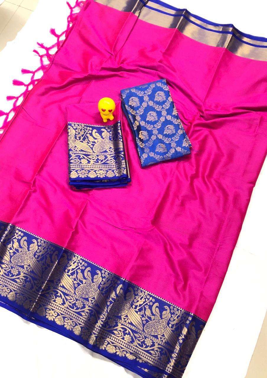 ROSE HATHI KESARI BY FASHID WHOLESALE 101 TO 106 SERIES P INDIAN TRADITIONAL WEAR COLLECTION BEAUTIFUL STYLISH FANCY COLORFUL PARTY WEAR & OCCASIONAL WEAR PURE COTTON SILK SAREES AT WHOLESALE PRICE