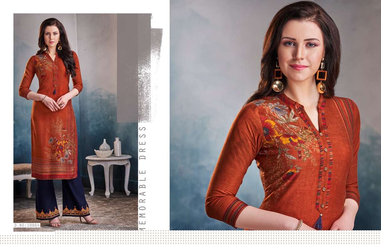 CHAMBOR VOL-8 BY KAJREE FASHION 10061 TO 10072 SERIES STYLISH FANCY BEAUTIFUL COLORFUL CASUAL WEAR & ETHNIC WEAR RAYON PRINTED KURTIS WITH BOTTOM AT WHOLESALE PRICE