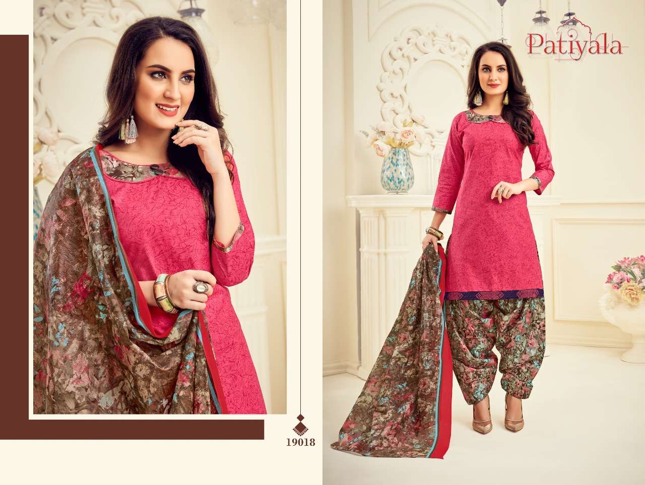 PATIYALA VOL-19 BY GANESHA 19008 TO 19019 SERIES BEAUTIFUL PATIYALA SUITS STYLISH FANCY COLORFUL PARTY WEAR & OCCASIONAL WEAR PURE COTTON PRINT DRESSES AT WHOLESALE PRICE