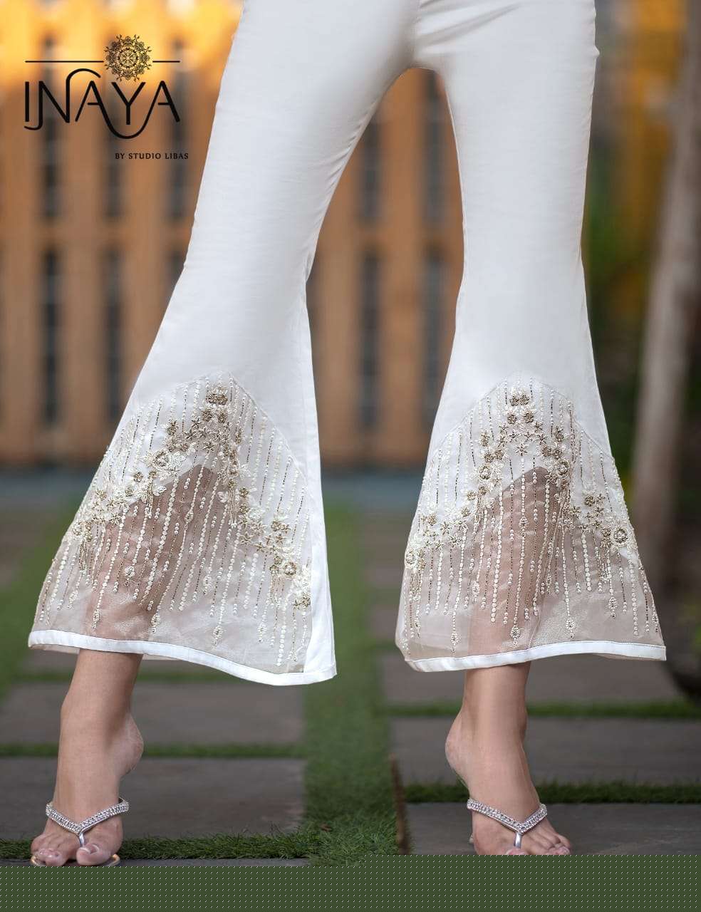 DESIGNER BELL PANTS BY INAYA 101 TO 103 SERIES FANCY STYLISH COLORFUL BEAUTIFUL CASUAL WEAR & READY TO WEAR PURE COTTON PANTS AT WHOLESALE PRICE