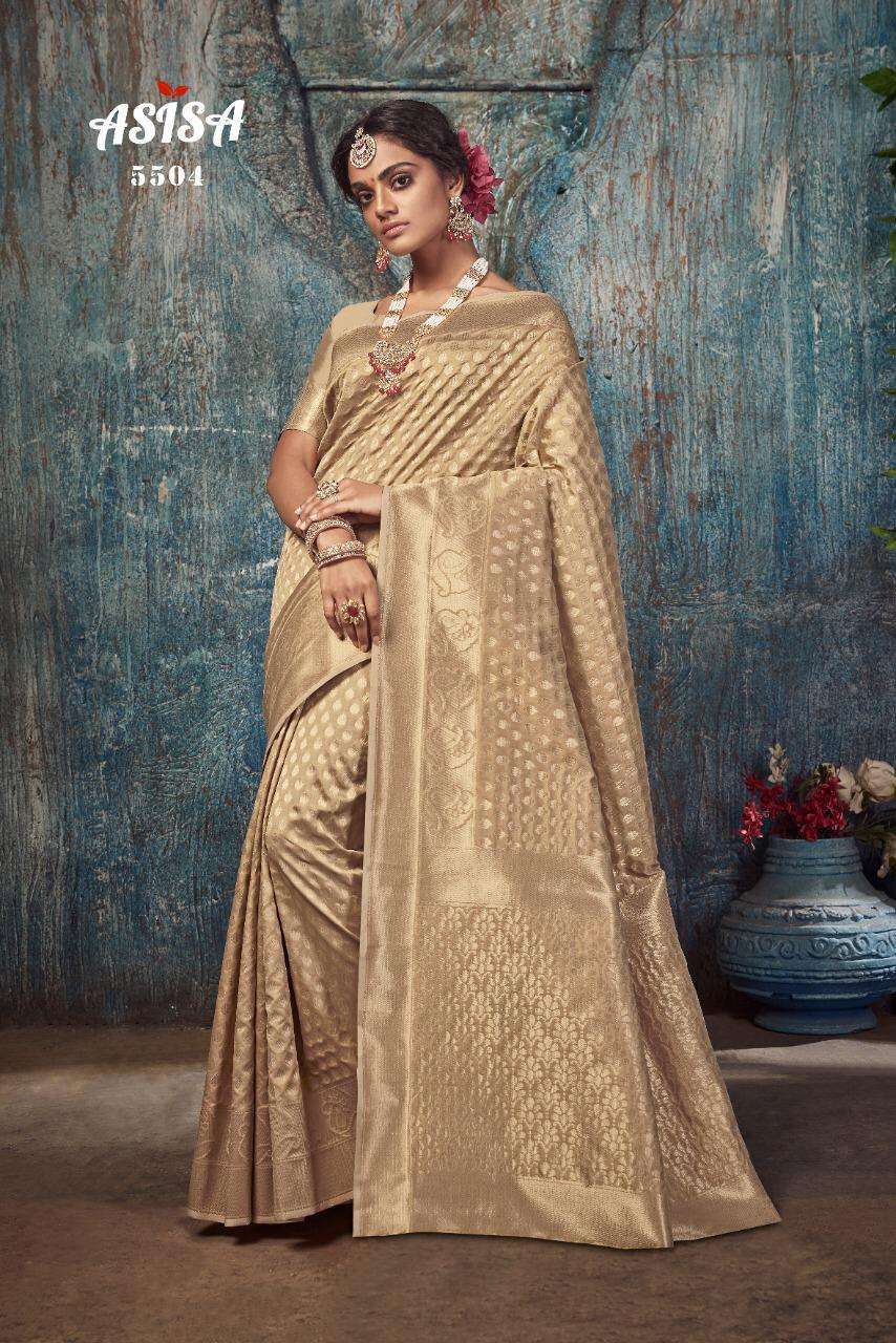 SILKINA BY ASISA 5501 TO 5509 SERIES INDIAN TRADITIONAL WEAR COLLECTION BEAUTIFUL STYLISH FANCY COLORFUL PARTY WEAR & OCCASIONAL WEAR ZARI LICHI SILK SAREES AT WHOLESALE PRICE