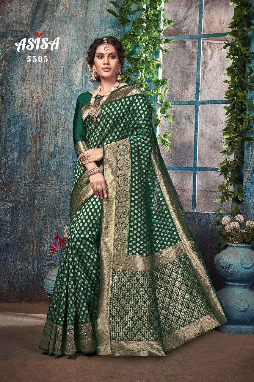 SILKINA BY ASISA 5501 TO 5509 SERIES INDIAN TRADITIONAL WEAR COLLECTION BEAUTIFUL STYLISH FANCY COLORFUL PARTY WEAR & OCCASIONAL WEAR ZARI LICHI SILK SAREES AT WHOLESALE PRICE