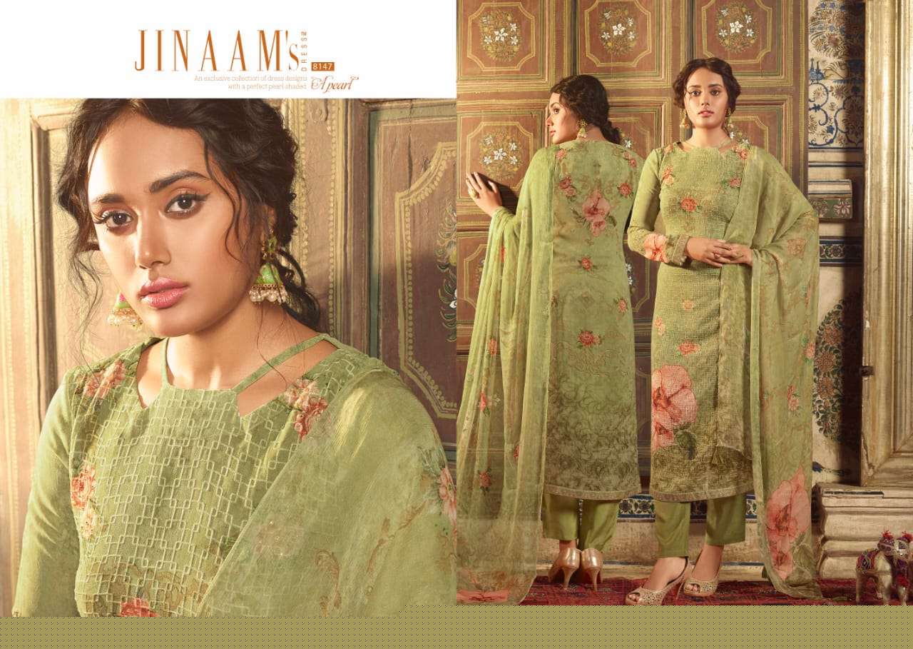 SHABAB BY JINAAM DRESSES 8142 TO 8147 SERIES BEAUTIFUL SUITS STYLISH FANCY COLORFUL PARTY WEAR & ETHNIC WEAR GEORGETTE PRINTED WITH EMBROIDERY DRESSES AT WHOLESALE PRICE