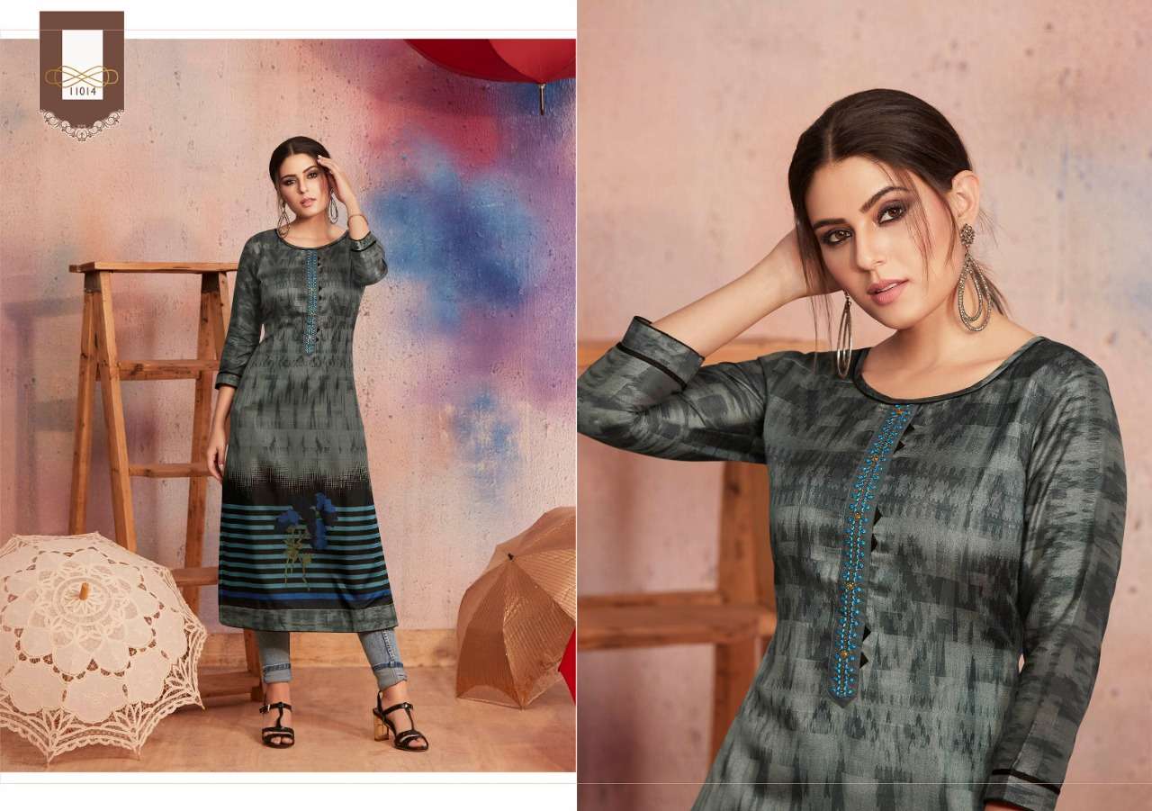 DARK FANTASY VOL-6 BY KAJREE FASHION 11011 TO 11022 SERIES BEAUTIFUL COLORFUL STYLISH FANCY CASUAL WEAR & READY TO WEAR RANGOLI PRINTED WITH SANTOON INNER KURTIS AT WHOLESALE PRICE