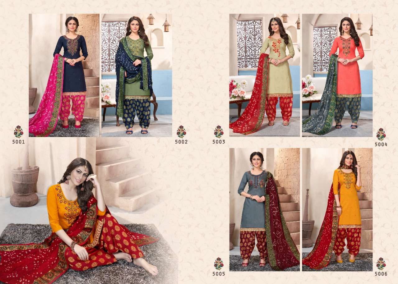 SUHAANA VOL-5 BY UTSAV SUIT 5001 TO 5006 SERIES DESIGNER BEAUTIFUL STYLISH FANCY COLORFUL CASUAL WEAR & ETHNIC WEAR & READY TO WEAR GLAZE COTTON EMBROIDERY DRESSES AT WHOLESALE PRICE