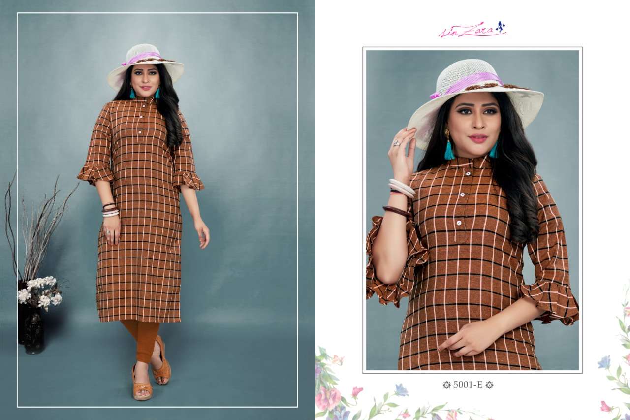 CKECKERS VOL-2 BY SINZARA 5001-A TO 5001-H SERIES BEAUTIFUL COLORFUL STYLISH FANCY CASUAL WEAR & ETHNIC WEAR & READY TO WEAR PURE PREMIUM COTTON KURTIS AT WHOLESALE PRICE