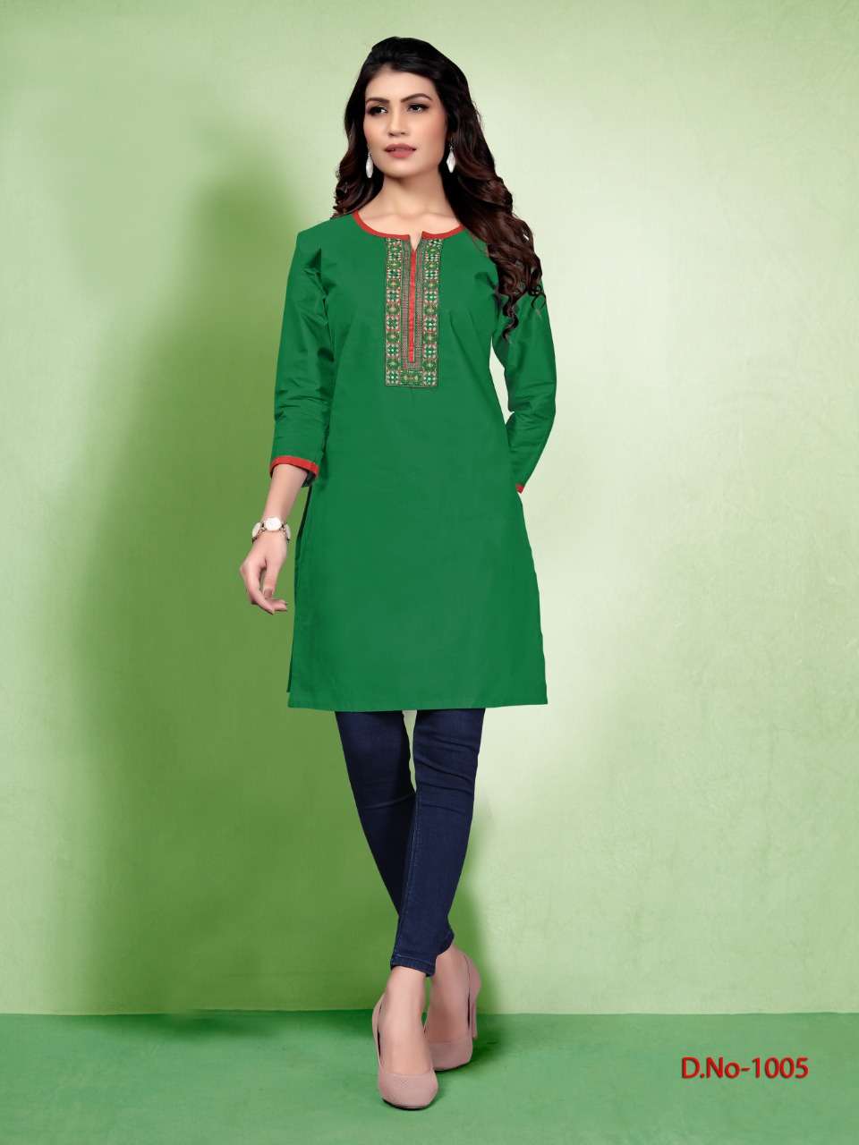 PARI BY WATERMELON 1001 TO 1008 SERIES STYLISH FANCY BEAUTIFUL COLORFUL CASUAL WEAR & ETHNIC WEAR COTTON PRINTED KURTIS AT WHOLESALE PRICE