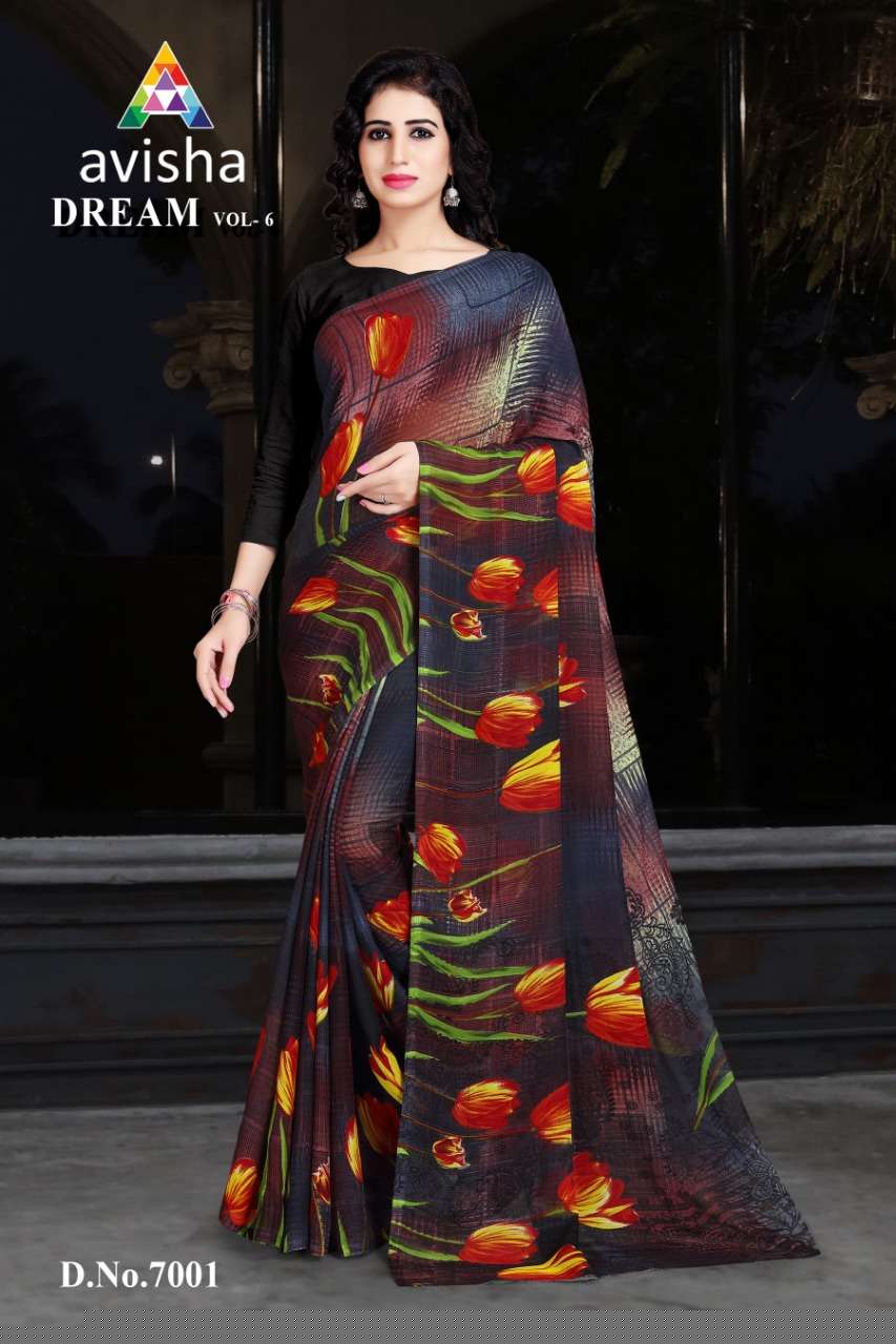 DREAM BY AVISHA INDIAN TRADITIONAL WEAR COLLECTION BEAUTIFUL STYLISH FANCY COLORFUL PARTY WEAR & OCCASIONAL WEAR GEORGETTE SAREES AT WHOLESALE PRICE