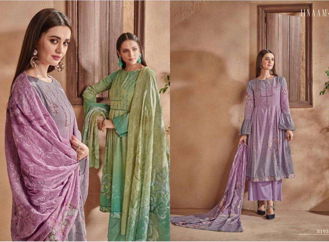 SHAYLA BY JINAAM DRESSES 8191 TO 8196 SERIES INDIAN TRADITIONAL WEAR COLLECTION BEAUTIFUL STYLISH FANCY COLORFUL PARTY WEAR & OCCASIONAL WEAR COTTON SATIN DIGITAL PRINTED WITH EMBROIDERY DRESS AT WHOLESALE PRICE