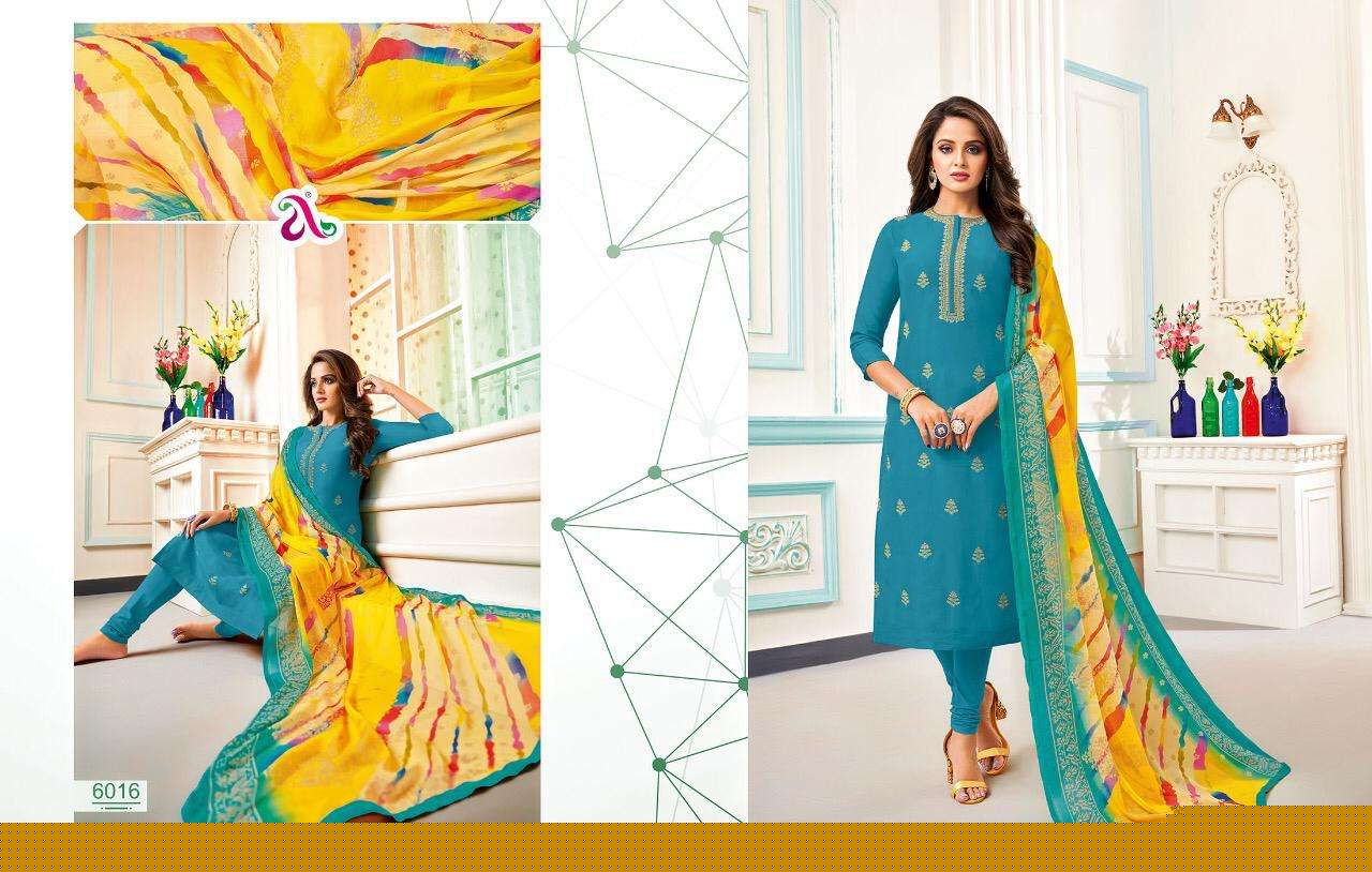 DAIRY MILK VOL-30 BY ANGROOP PLUS 6003 TO 6018 SERIES DESIGNER SUITS BEAUTIFUL FANCY STYLISH COLORFUL PARTY WEAR & OCCASIONAL WEAR CHANDERI COTTON / MUSLIN SILK DRESSES AT WHOLESALE PRICE