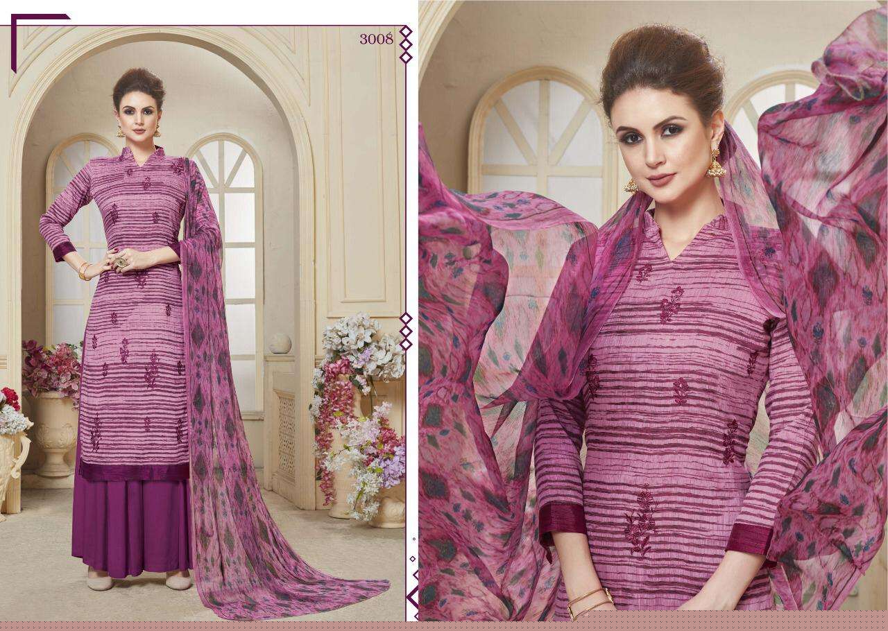 COTTON MANTRA VOL-3 BY CHANDRA FASHION 3001 TO 3008 SERIES BEAUTIFUL SUITS STYLISH FANCY COLORFUL PARTY WEAR & OCCASIONAL WEAR PURE JAM SATIN PRINT WITH EMBROIDERY WORK DRESSES AT WHOLESALE PRICE