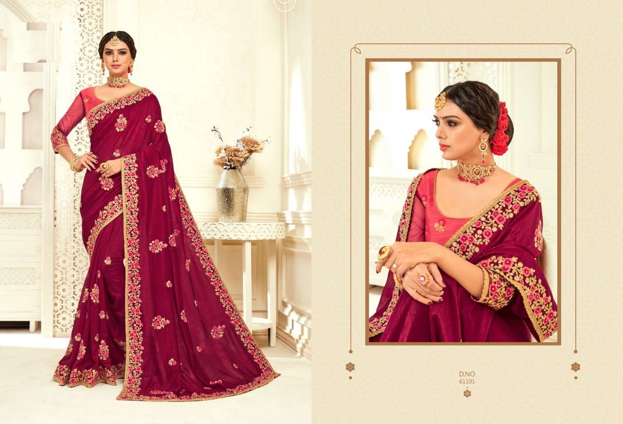 BRIDAL COLLECTION VOL-4 BY INDIAN WOMEN 61101 TO 61110 SERIES INDIAN TRADITIONAL WEAR COLLECTION BEAUTIFUL STYLISH FANCY COLORFUL PARTY WEAR & OCCASIONAL WEAR TWO TON SILK SAREES AT WHOLESALE PRICE