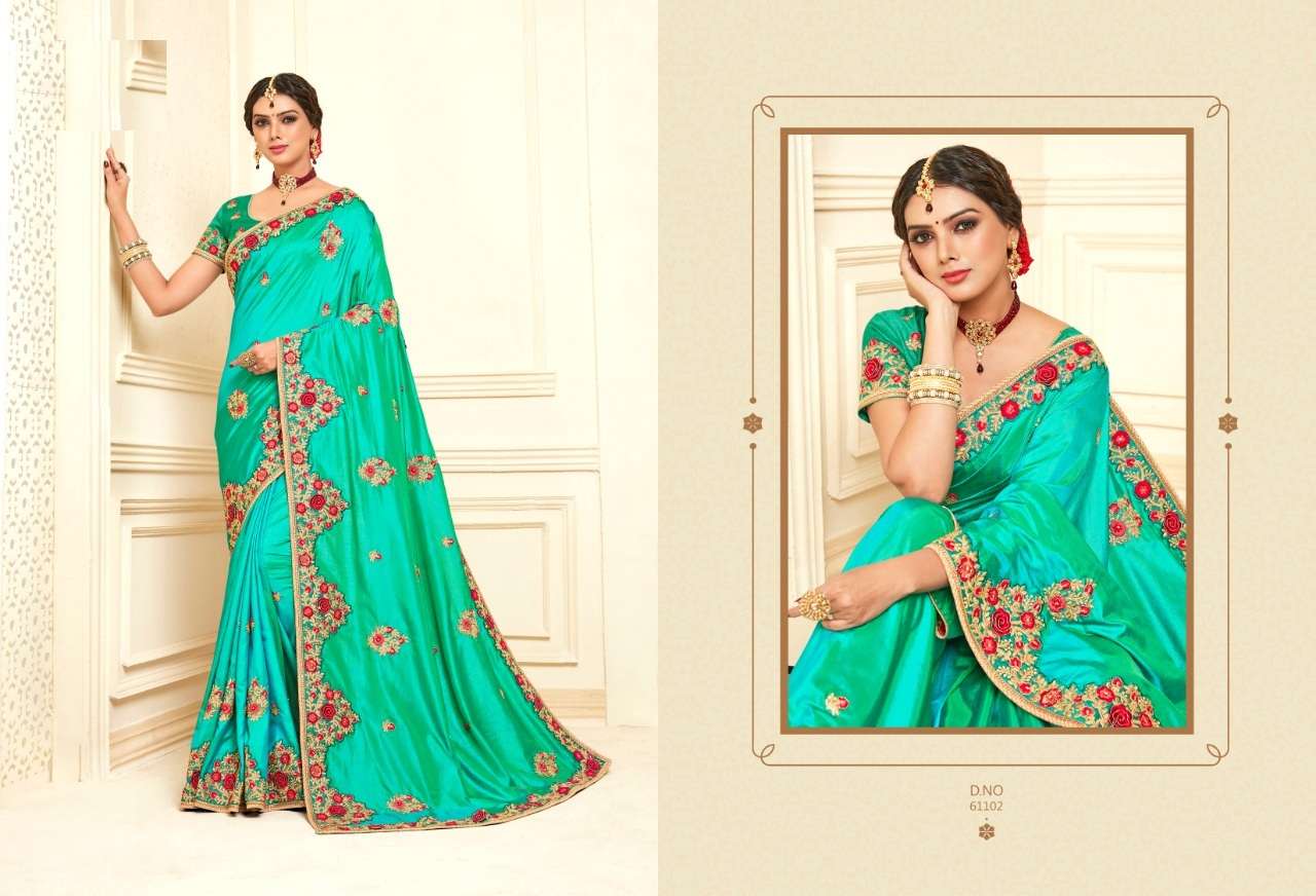 BRIDAL COLLECTION VOL-4 BY INDIAN WOMEN 61101 TO 61110 SERIES INDIAN TRADITIONAL WEAR COLLECTION BEAUTIFUL STYLISH FANCY COLORFUL PARTY WEAR & OCCASIONAL WEAR TWO TON SILK SAREES AT WHOLESALE PRICE