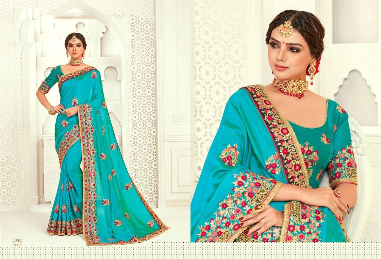 BRIDAL COLLECTION VOL-4 BY INDIAN WOMEN 61101 TO 61110 SERIES INDIAN TRADITIONAL WEAR COLLECTION BEAUTIFUL STYLISH FANCY COLORFUL PARTY WEAR & OCCASIONAL WEAR TWO TON SILK SAREES AT WHOLESALE PRICE