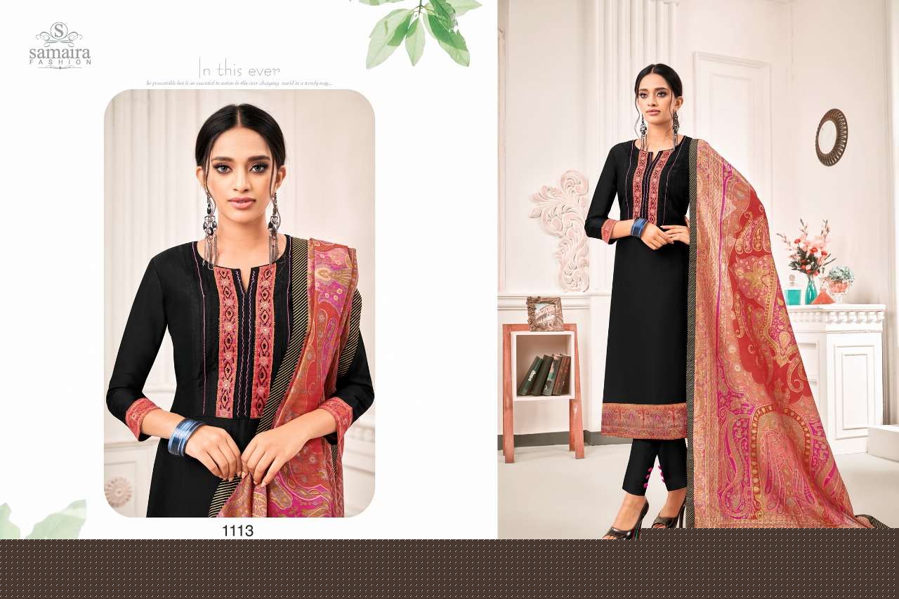 ABHINANDAN VOL-3 BY SAMAIRA FASHION 1107 TO 1113 SERIES BEAUTIFUL STYLISH FANCY COLORFUL CASUAL WEAR & ETHNIC WEAR PURE JAM SILK WITH WORK DRESSES AT WHOLESALE PRICE