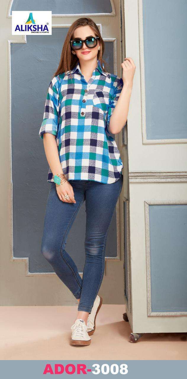ADOR VOL-3 BY ALISHKA FASHION 3001 TO 3010 SERIES BEAUTIFUL COLORFUL STYLISH FANCY CASUAL WEAR & READY TO WEAR RAYON 14 KG TOPS AT WHOLESALE PRICE