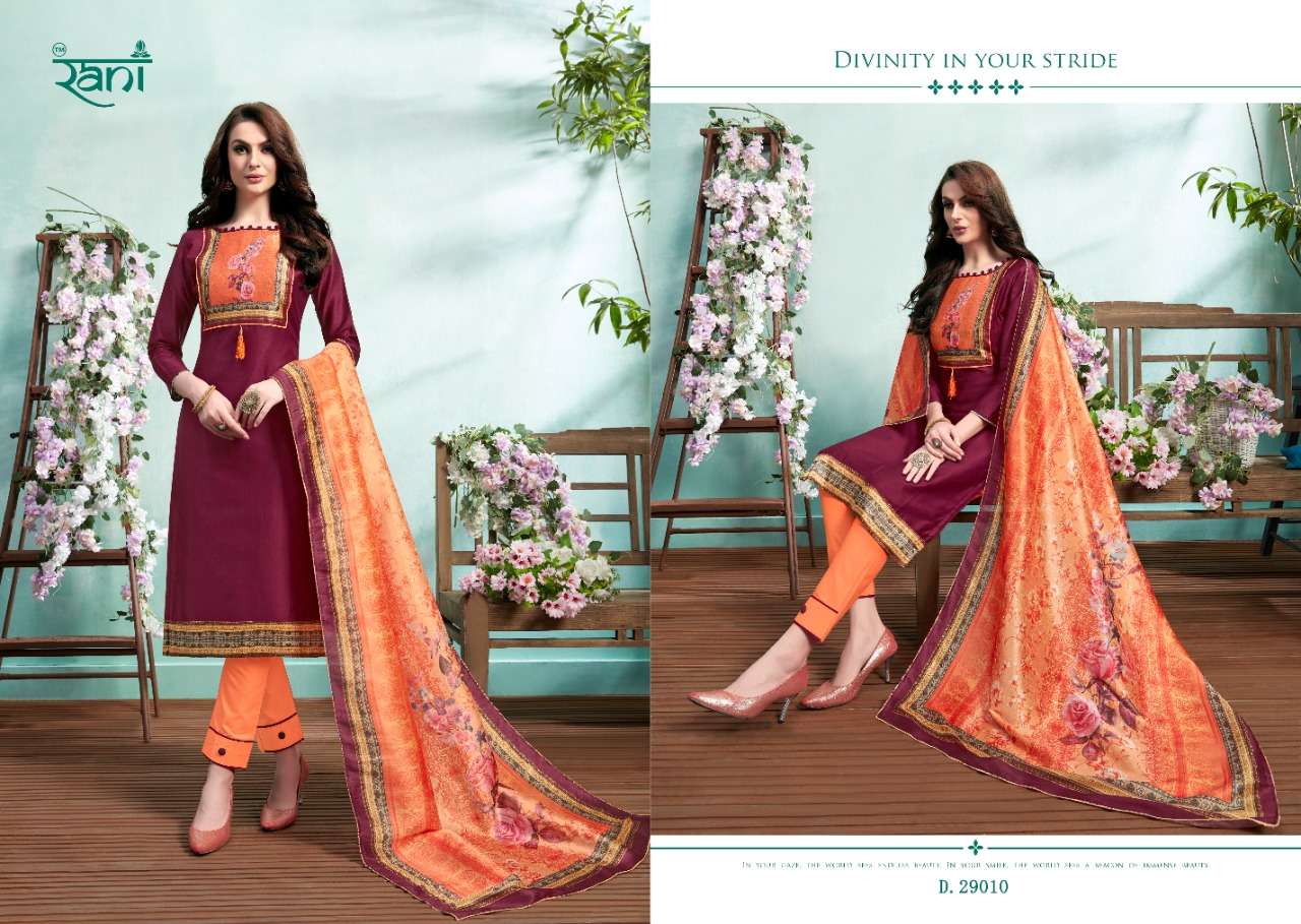 SPANISH VOL-9 BY RANI FASHION 29001 TO 29010 SERIES INDIAN TRADITIONAL WEAR COLLECTION BEAUTIFUL STYLISH FANCY COLORFUL PARTY WEAR & OCCASIONAL WEAR HEAVY JAM SATIN PRINTED DRESSES AT WHOLESALE PRICE
