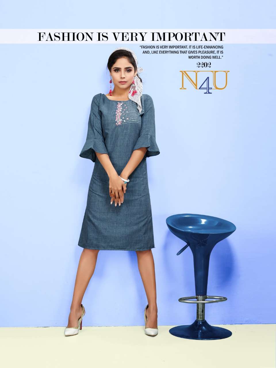 NEIL BY N4U 2201 TO 2205 SERIES BEAUTIFUL STYLISH FANCY COLORFUL CASUAL WEAR & ETHNIC WEAR & READY TO WEAR TWO TON COTTON EMBROIDERY KURTIS AT WHOLESALE PRICE