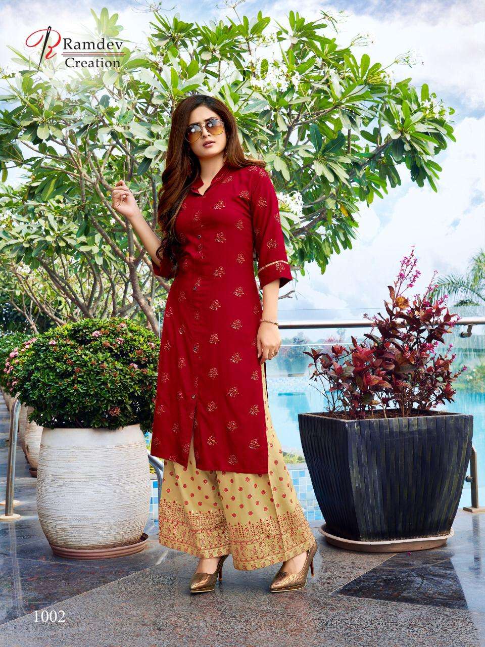 SHREE BY RAMDEV CREATION 1001 TO 1006 SERIES STYLISH FANCY BEAUTIFUL COLORFUL CASUAL WEAR & ETHNIC WEAR HEAVY PREMIUM RAYON BLOCK PRINTED KURTIS WITH BOTTOM AT WHOLESALE PRICE