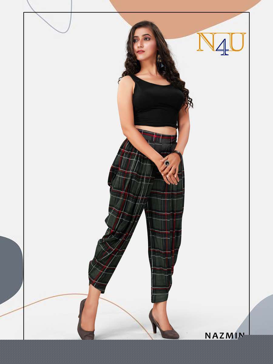 NAZMIN BY N4U 11001 TO 11008 SERIES BEAUTIFUL STYLISH FANCY COLORFUL PARTY WEAR & ETHNIC WEAR RAYON PRINTED DHOTI PANTS AT WHOLESALE PRICE