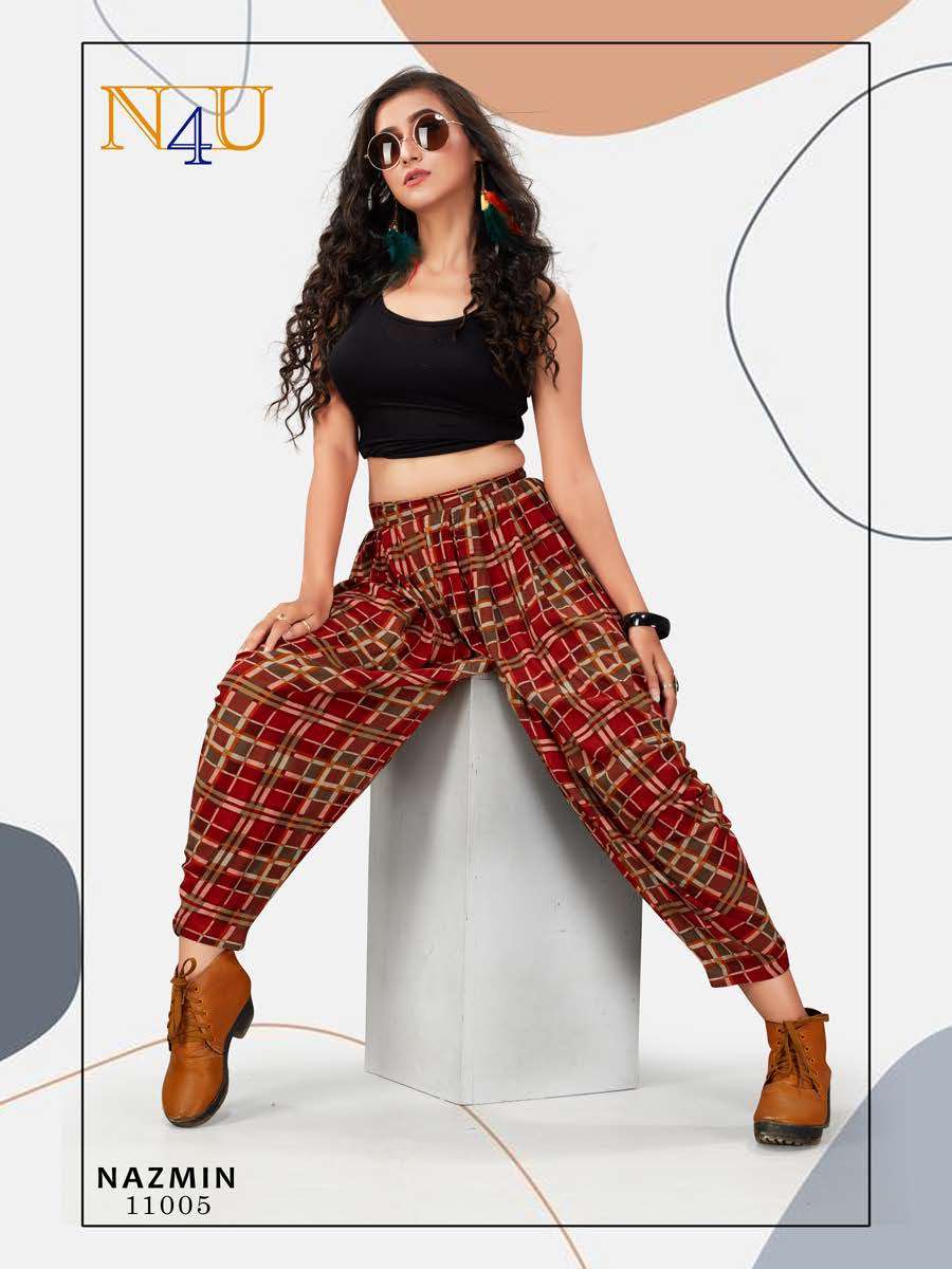 NAZMIN BY N4U 11001 TO 11008 SERIES BEAUTIFUL STYLISH FANCY COLORFUL PARTY WEAR & ETHNIC WEAR RAYON PRINTED DHOTI PANTS AT WHOLESALE PRICE