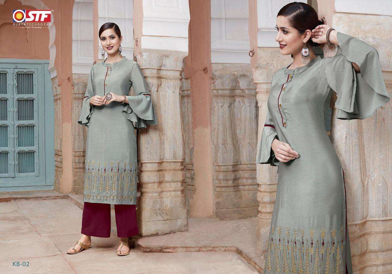 KADAMBARI BY SURYA TECHNO FAB 01 TO 06 SERIES BEAUTIFUL STYLISH COLORFUL FANCY PARTY WEAR & ETHNIC WEAR & READY TO WEAR RAYON MALANGE TWO TONE KURTIS AT WHOLESALE PRICE