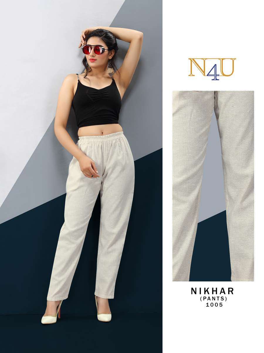 NIKHAR BY N4U 1001 TO 1012 SERIES BEAUTIFUL STYLISH FANCY COLORFUL PARTY WEAR & ETHNIC WEAR LINEN COTTON PRINTED PANTS AT WHOLESALE PRICE