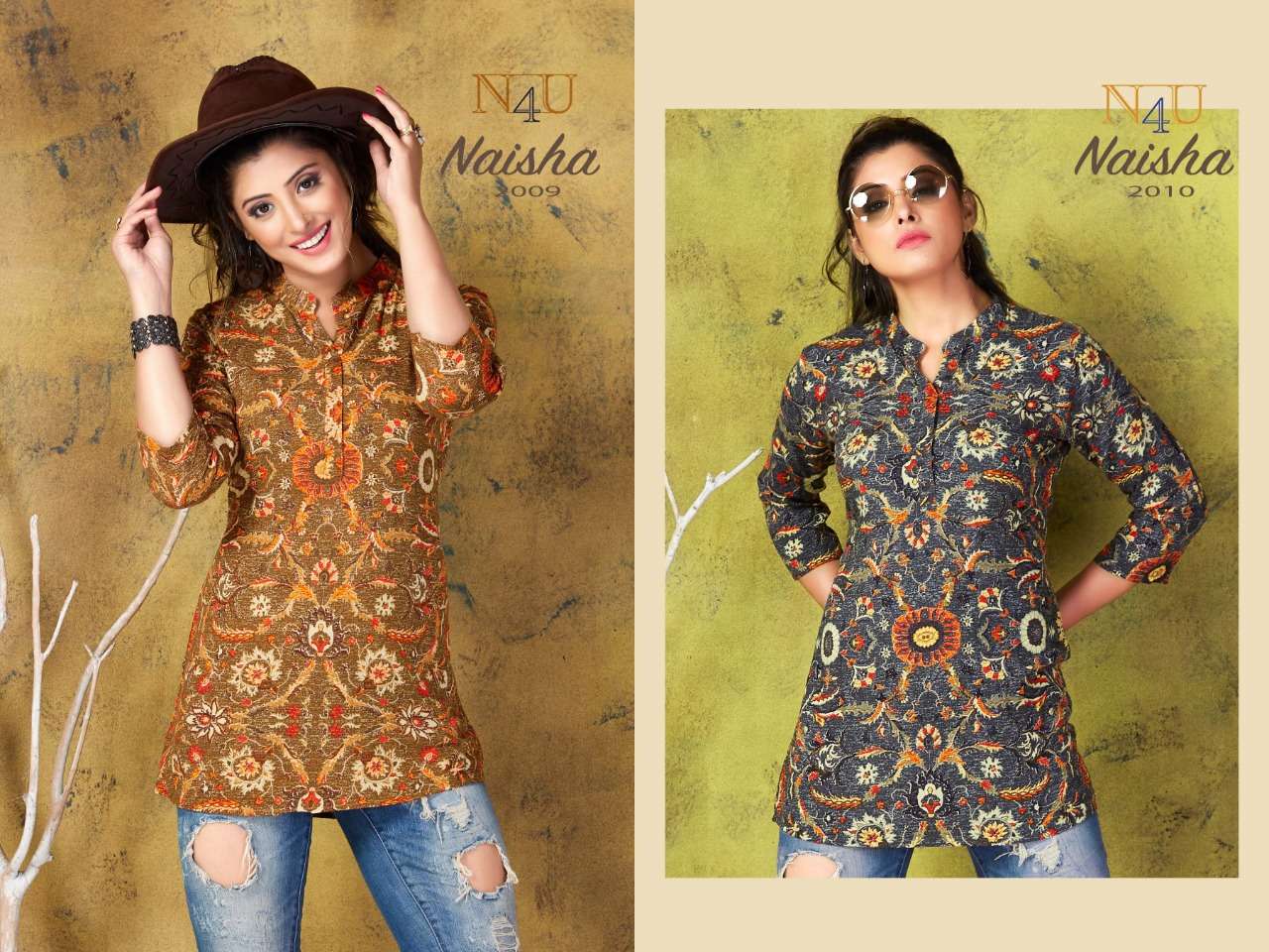 NAISHA BY N4U 2001 TO 2012 SERIES BEAUTIFUL COLORFUL STYLISH FANCY CASUAL WEAR & READY TO WEAR RAYON PRINTED TOPS AT WHOLESALE PRICE