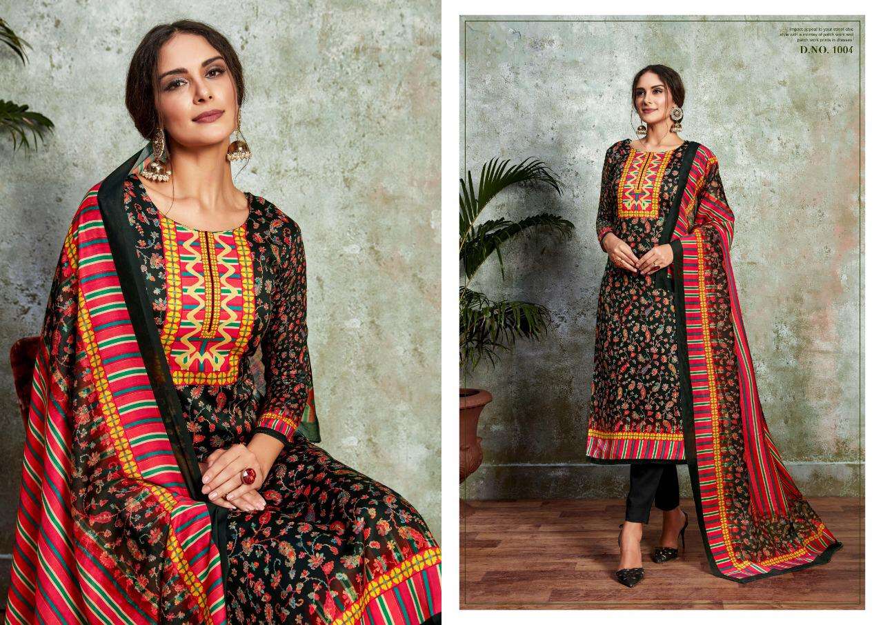 HILL QUEEN BY CHANDRA FASHION 1001 TO 1008 SERIES BEAUTIFUL SUITS STYLISH FANCY COLORFUL PARTY WEAR & OCCASIONAL WEAR POLY JAM SATIN DIGITAL PRINTED DRESSES AT WHOLESALE PRICE
