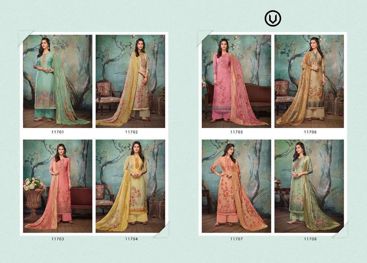 ROMA VOL-2 BY VIVEK FASHION 11701 TO 11708 SERIES DESIGNER SHARARA SUITS BEAUTIFUL STYLISH FANCY COLORFUL PARTY WEAR & OCCASIONAL WEAR PURE MUSLIN DIGITAL PRINTED DRESSES AT WHOLESALE PRICE