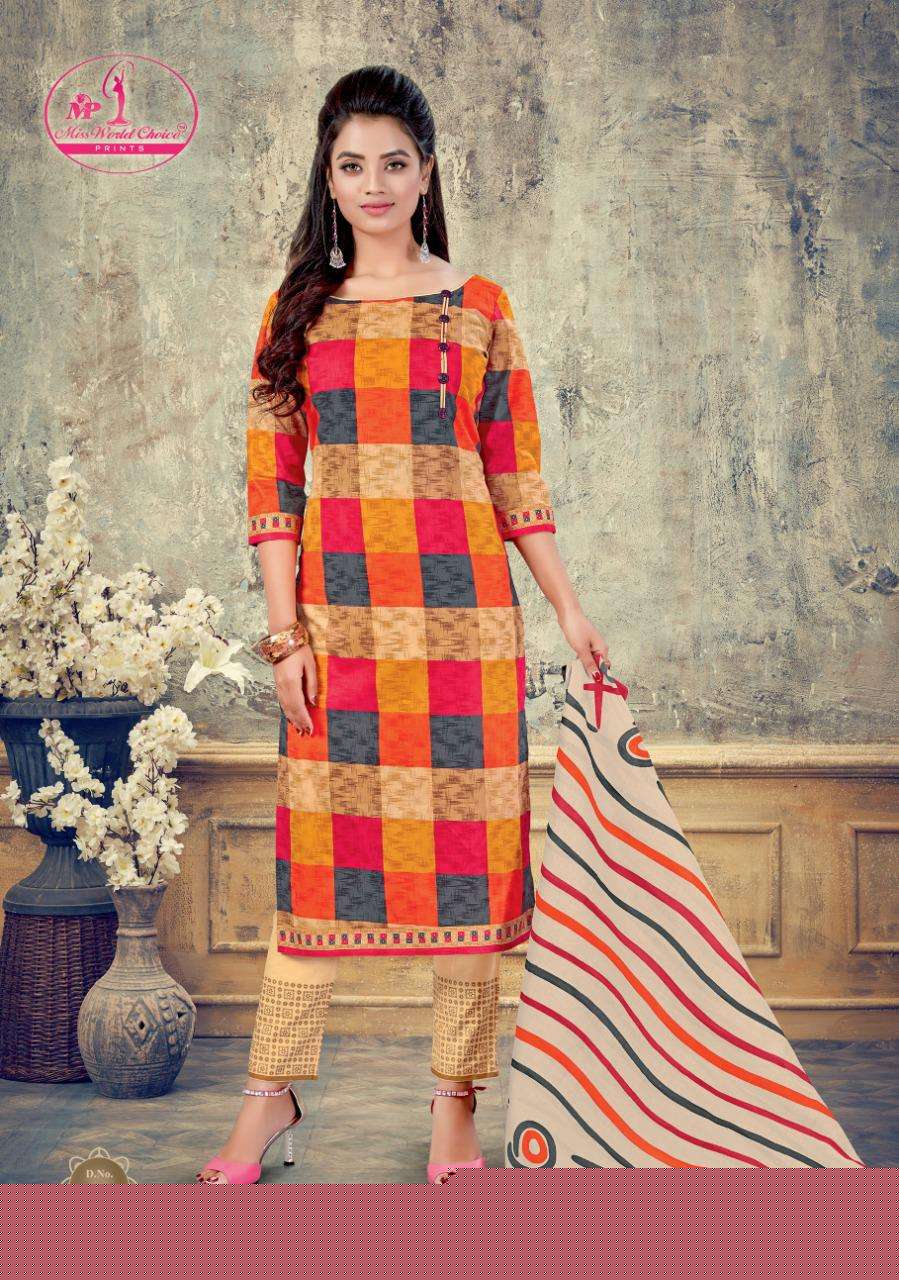 SAHELI BY MISS WORLD CHOICE 1001 TO 1012 SERIES BEAUTIFUL SUITS STYLISH FANCY COLORFUL PARTY WEAR & OCCASIONAL WEAR COTTON PRINTED DRESSES AT WHOLESALE PRICE