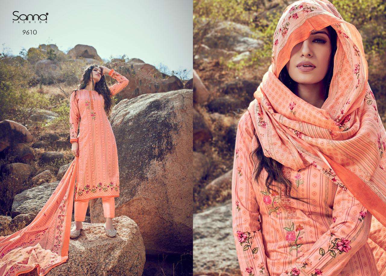 SAHEERA BY SANNA FASHION 9601 TO 6910 SERIES BEAUTIFUL SUITS STYLISH FANCY COLORFUL PARTY WEAR & OCCASIONAL WEAR PURE AZ COTTON JAM SILK DIGITAL PRINTED DRESSES AT WHOLESALE PRICE