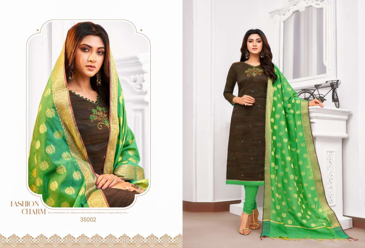 BANARASHI VOL-3 BY KAPIL TEX 35001 TO 35012 SERIES BEAUTIFUL SUITS STYLISH FANCY COLORFUL PARTY WEAR & OCCASIONAL WEAR SOUTH SILK WITH HANDWORK DRESSES AT WHOLESALE PRICE
