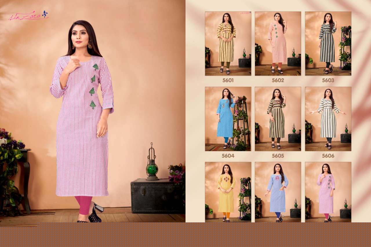 VERTICAL BY SIN ZARA 5601 TO 5609 SERIES BEAUTIFUL COLORFUL STYLISH FANCY CASUAL WEAR & ETHNIC WEAR & READY TO WEAR COTTON EMBROIDERED KURTIS AT WHOLESALE PRICE