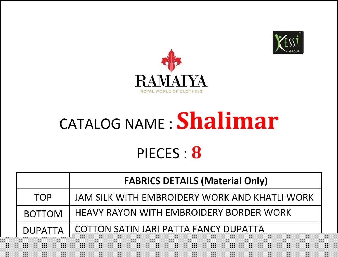 SHALIMAR BY JAY RAMAIYA 10161 TO 10168 SERIES BEAUTIFUL SUITS STYLISH FANCY COLORFUL CASUAL WEAR & ETHNIC WEAR JAM SILK WITH EMBROIDERY DRESSES AT WHOLESALE PRICE