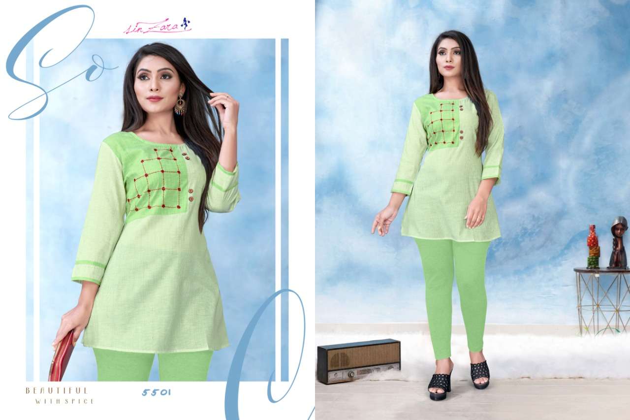 BLOOM BY SINZARA 5501 TO 5505 SERIES STYLISH FANCY BEAUTIFUL COLORFUL CASUAL WEAR & ETHNIC WEAR COTTON EMBROIDERY KURTIS AT WHOLESALE PRICE