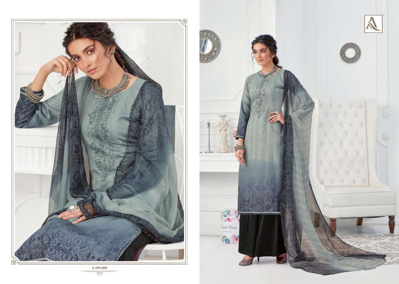 GURLEEN BY ALOK SUITS 499-001 TO 499-008 SERIES BEAUTIFUL STYLISH SHARARA SUITS FANCY COLORFUL CASUAL WEAR & ETHNIC WEAR & READY TO WEAR JAM COTTON DIGITAL PRINTED WITH EMBROIDERY DRESSES AT WHOLESALE PRICE