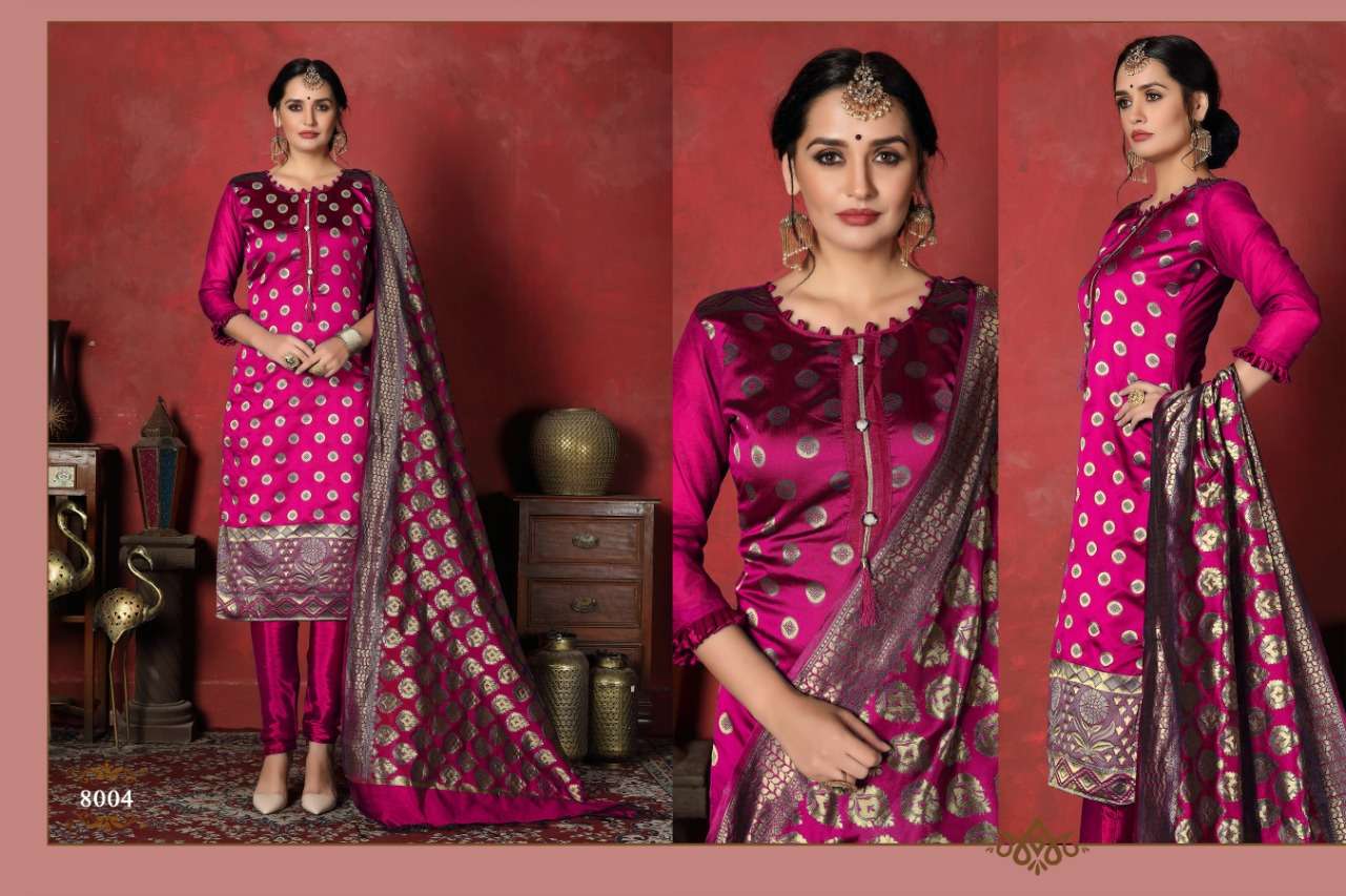 SHEHNAZ BY MICRO DESIGNER 8001 TO 8010 SERIES BEAUTIFUL STYLISH FANCY COLORFUL CASUAL WEAR & ETHNIC WEAR HEAVY SILK BANARSI DRESSES AT WHOLESALE PRICE