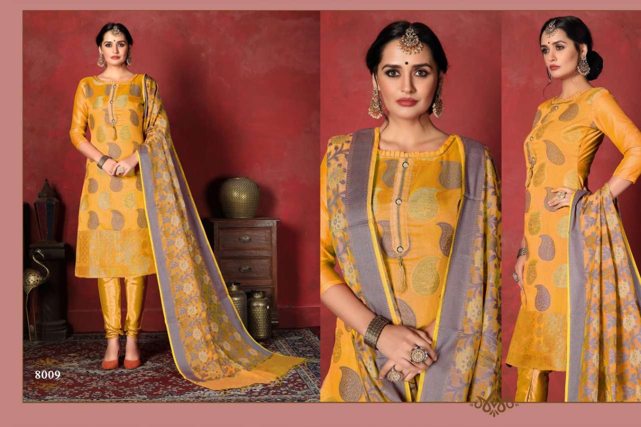 SHEHNAZ BY MICRO DESIGNER 8001 TO 8010 SERIES BEAUTIFUL STYLISH FANCY COLORFUL CASUAL WEAR & ETHNIC WEAR HEAVY SILK BANARSI DRESSES AT WHOLESALE PRICE