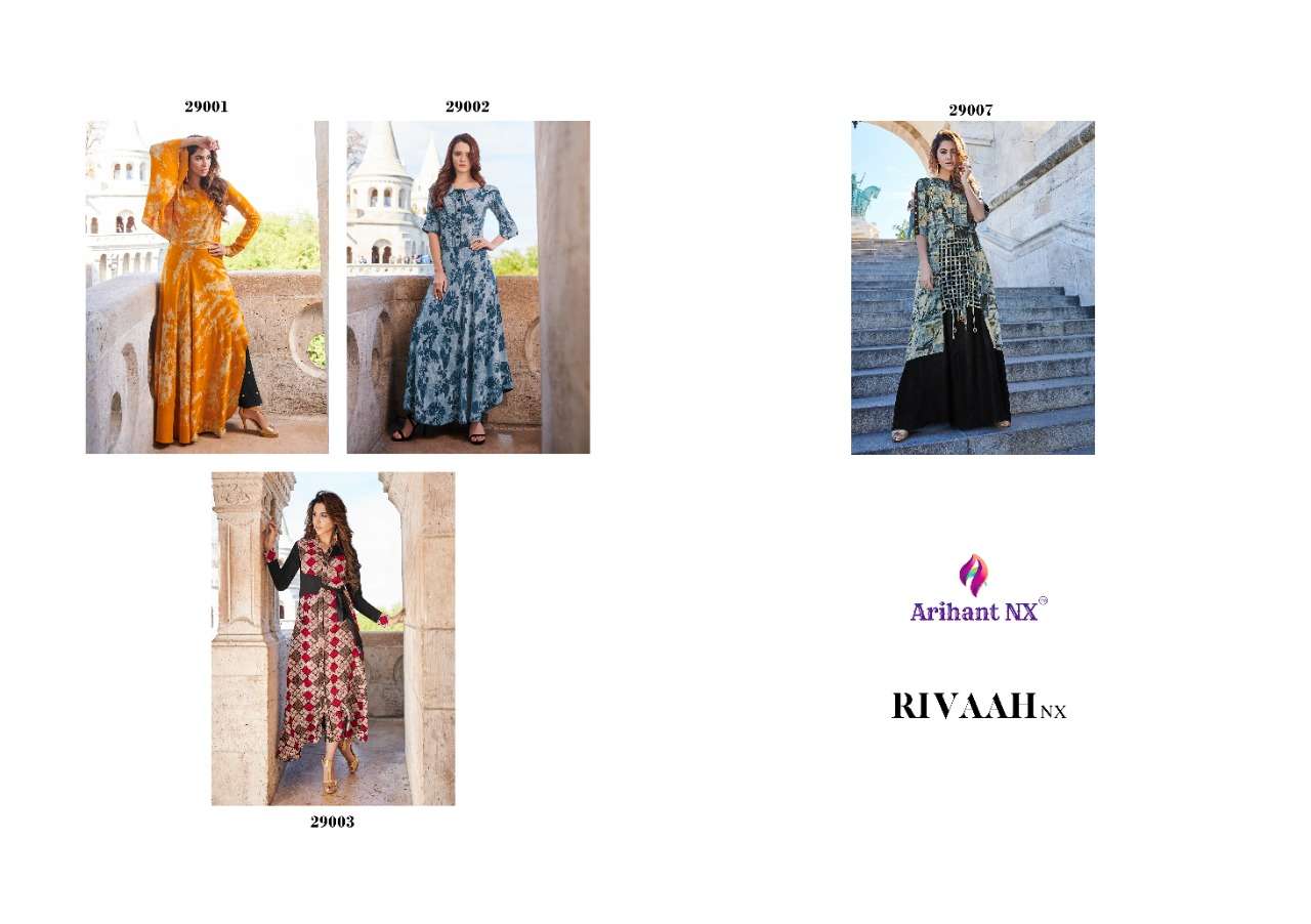 RIVAAH NX BY ARIHANT NX WEAR COLLECTION BEAUTIFUL STYLISH FANCY COLORFUL PARTY WEAR & OCCASIONAL WEAR RAYON PRINTED GOWNS AT WHOLESALE PRICE