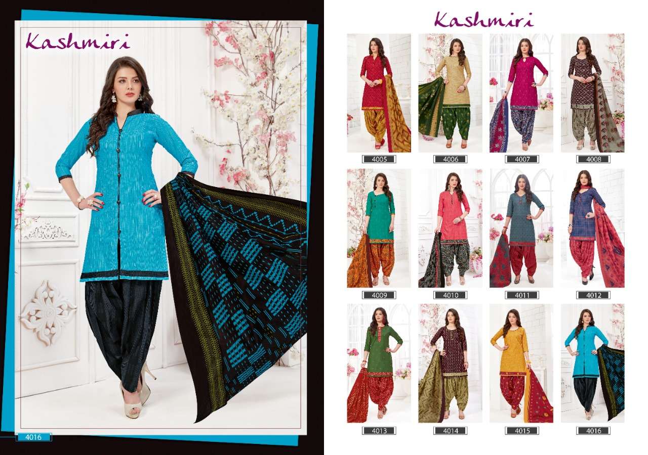 KASHMIRI VOL-4 BY GANESHA 4005 TO 4016 SERIES BEAUTIFUL STYLISH PATIALA SUITS FANCY COLORFUL CASUAL WEAR & ETHNIC WEAR & READY TO WEAR COTTON PRINTED DRESSES AT WHOLESALE PRICE