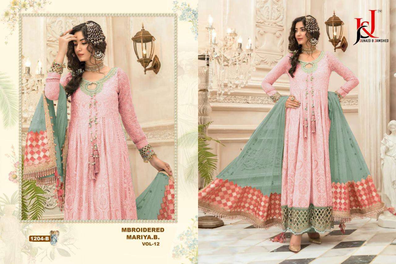 J & J HIT DESIGN 1204 COLOURS BY J & J 1204-A TO 1204-D SERIES PAKISTANI SUITS BEAUTIFUL FANCY COLORFUL STYLISH PARTY WEAR & OCCASIONAL WEAR FAUX GEORGETTE WITH EMBROIDERY DRESSES AT WHOLESALE PRICE