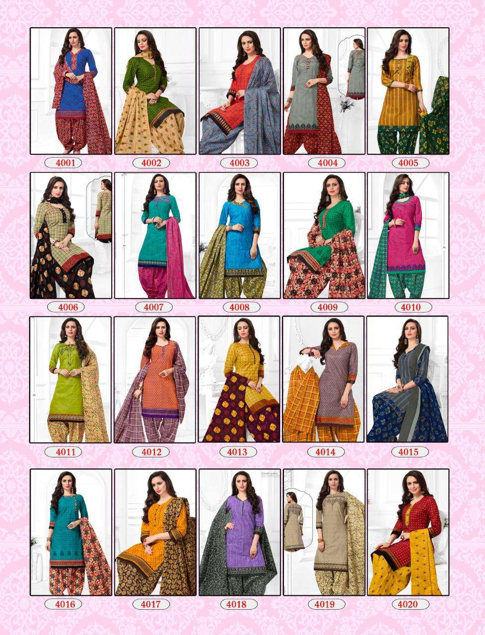 PATIYALA HOUSE VOL-4 BY JK COTTON CLUB 4001 TO 4020 SERIES BEAUTIFUL COLORFUL STYLISH PRETTY PARTY WEAR CASUAL WEAR OCCASIONAL WEAR COTTON PRINTED DRESSES AT WHOLESALE PRICE