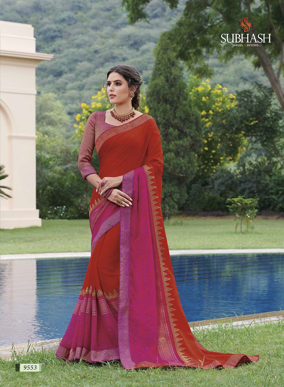 TEMPTATION VOL-227 BY SUBHASH SAREES 9551 TO 9562 SERIES INDIAN TRADITIONAL WEAR COLLECTION BEAUTIFUL STYLISH FANCY COLORFUL PARTY WEAR & OCCASIONAL WEAR GEORGETTE/CHIFFON/BRASSO SAREES AT WHOLESALE PRICE