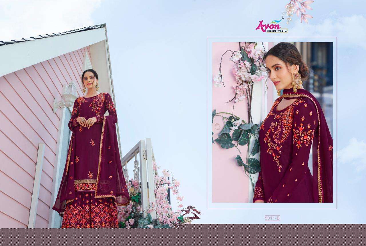 COLOUR CARNIVAL VOL-10 BY AVON TRENDZ 5011-A TO 5011-D SERIES DESIGNER SUITS BEAUTIFUL STYLISH FANCY COLORFUL PARTY WEAR & ETHNIC WEAR SOFT SILK WITH EMBROIDERY DRESSES AT WHOLESALE PRICE